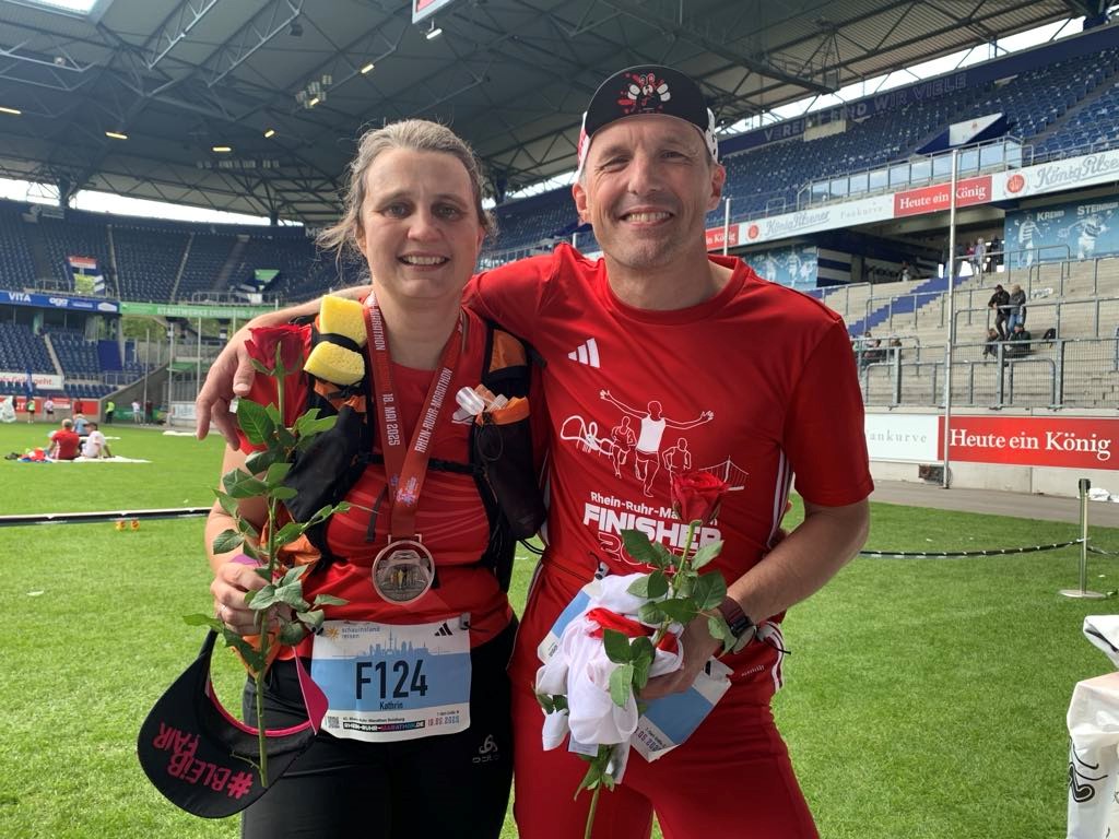 Kathrin und Roger Herzog beim Rhein-Ruhr-Marathon